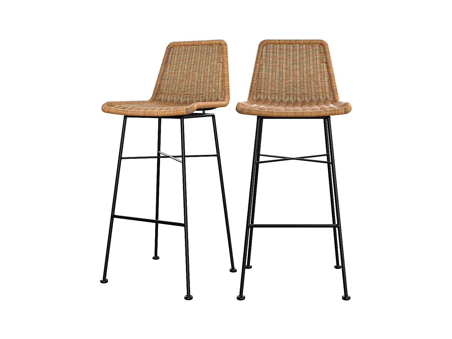 Set de 2 sillas de bar de resina tejida marrón 76 cm - Mandya