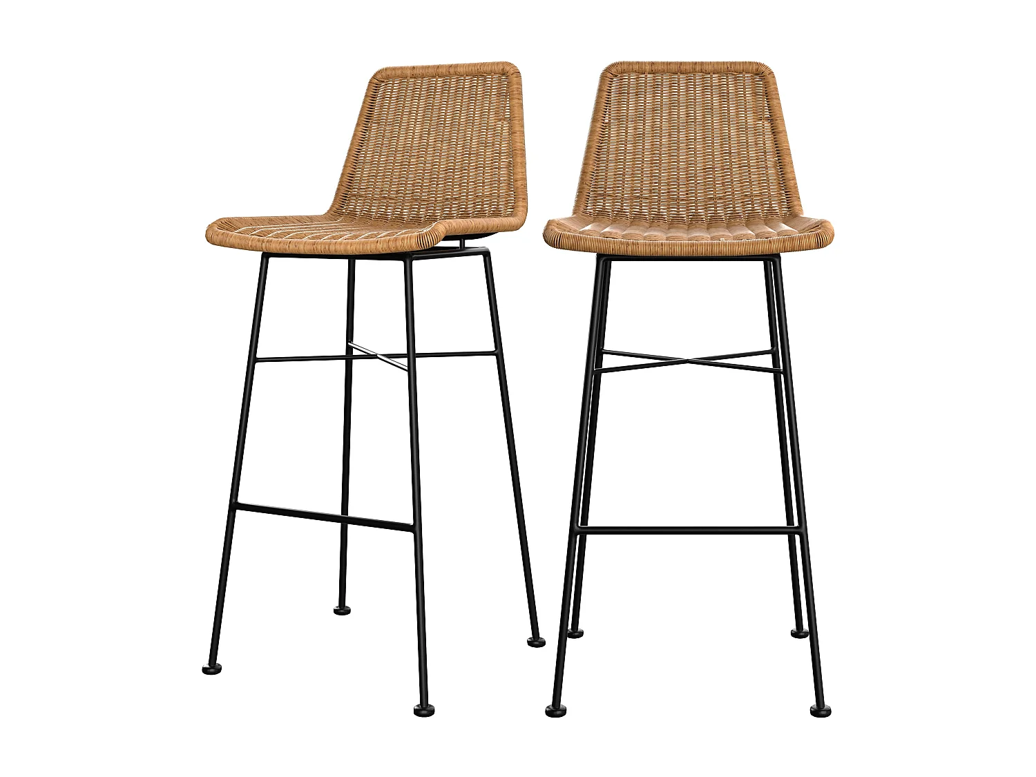 Set di 2 sedie da bar 76 cm in resina intrecciata marrone - Mandya