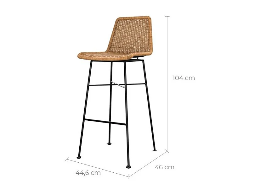 Set di 2 sedie da bar 76 cm in resina intrecciata marrone - Mandya