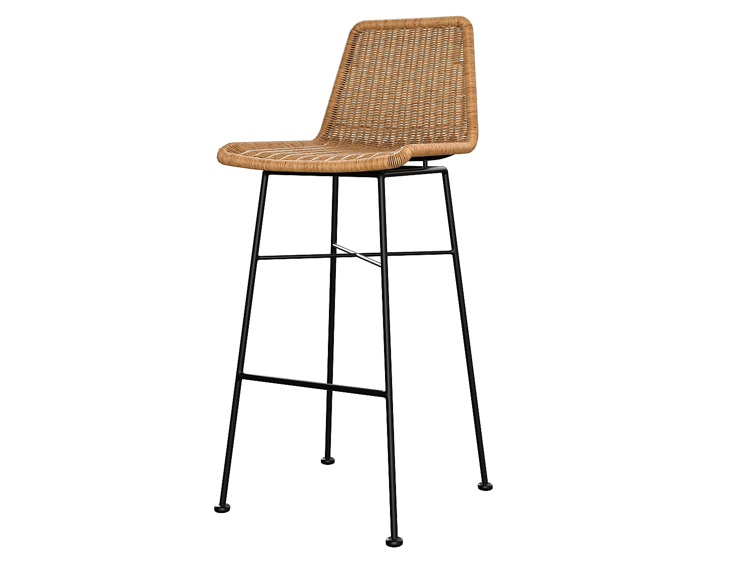 Set di 2 sedie da bar 76 cm in resina intrecciata marrone - Mandya