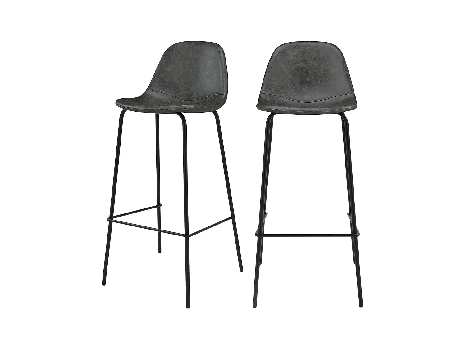 Set di 2 sedie da bar 75 cm in pelle sintetica grigio/nero - Henrik
