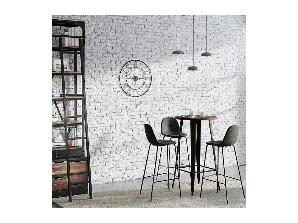 Set di 2 sedie da bar 75 cm in pelle sintetica grigio/nero - Henrik