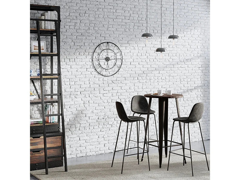 Set di 2 sgabelli da bar 75 cm in ecopelle grigia/nera - Henrik