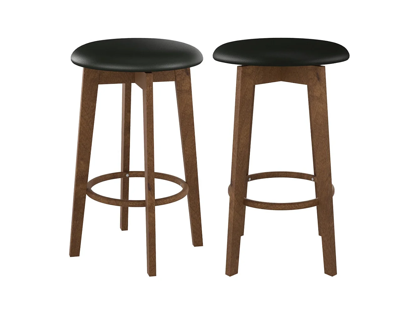Lot de 2 tabourets pour îlot central 66 cm en cuir synthétique noir - Vahina