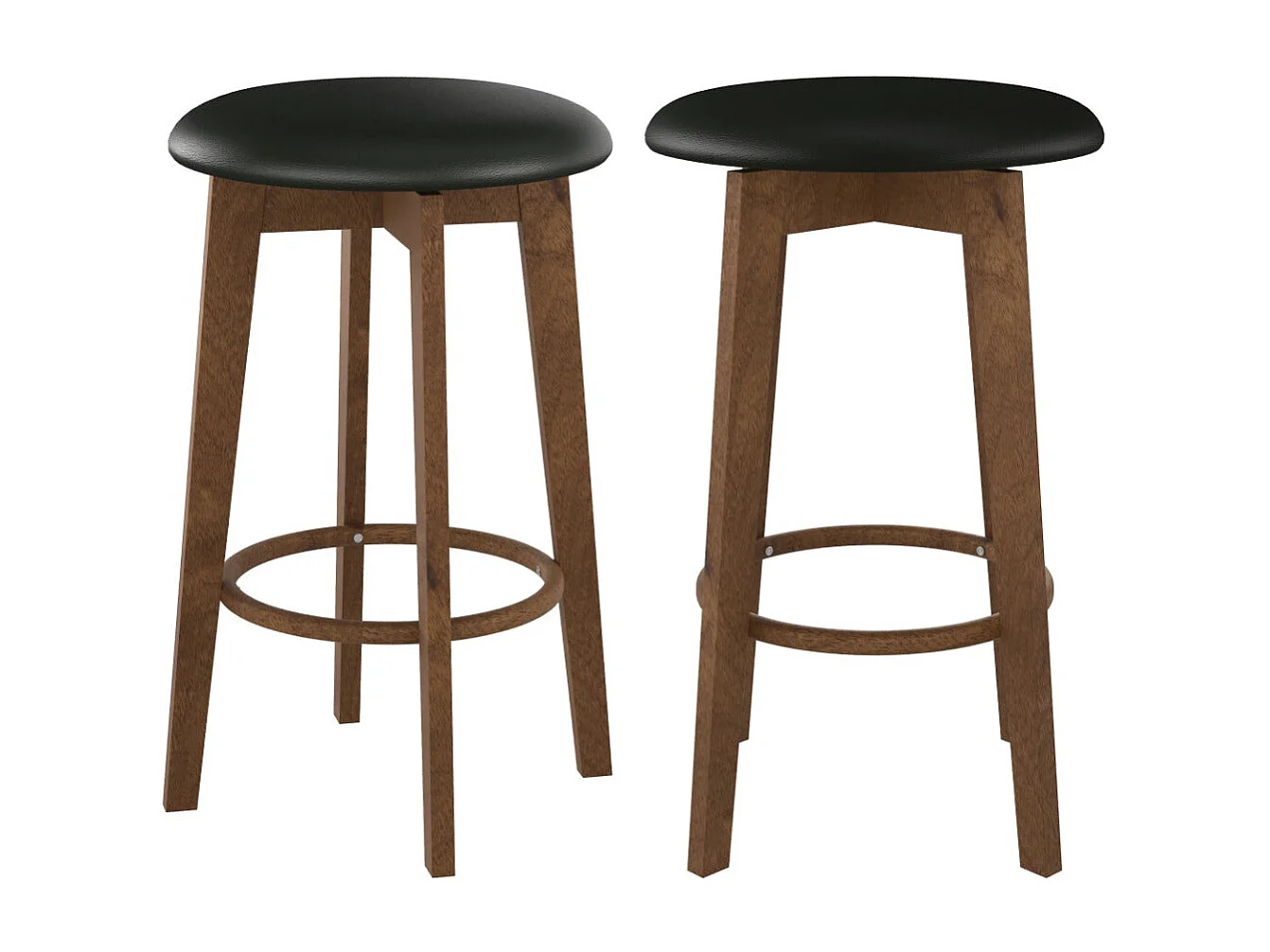 Lot de 2 tabourets pour îlot central 66 cm en cuir synthétique noir - Vahina