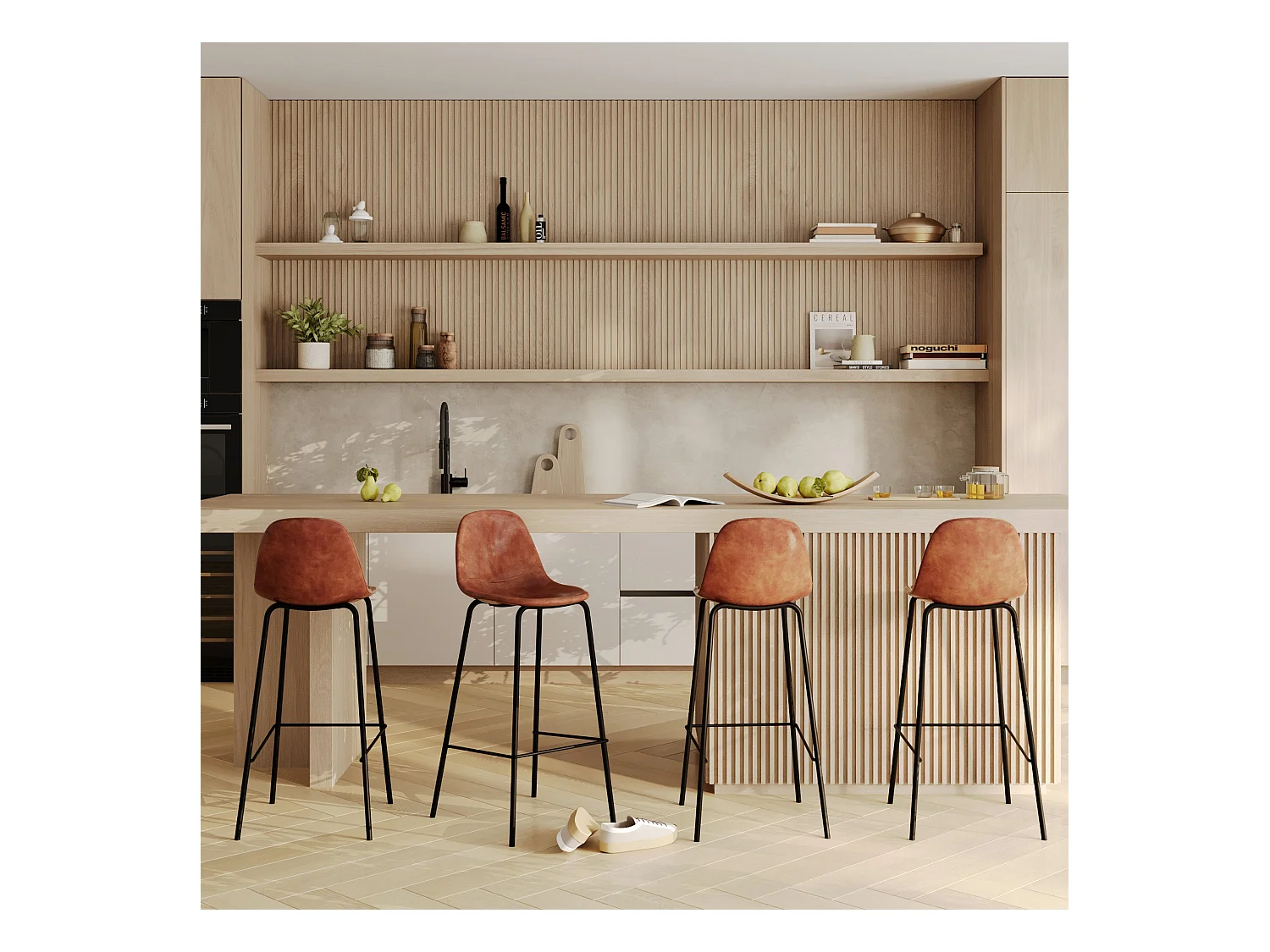 Set di 2 sedie da bar 75 cm in pelle sintetica cammello - Henrik