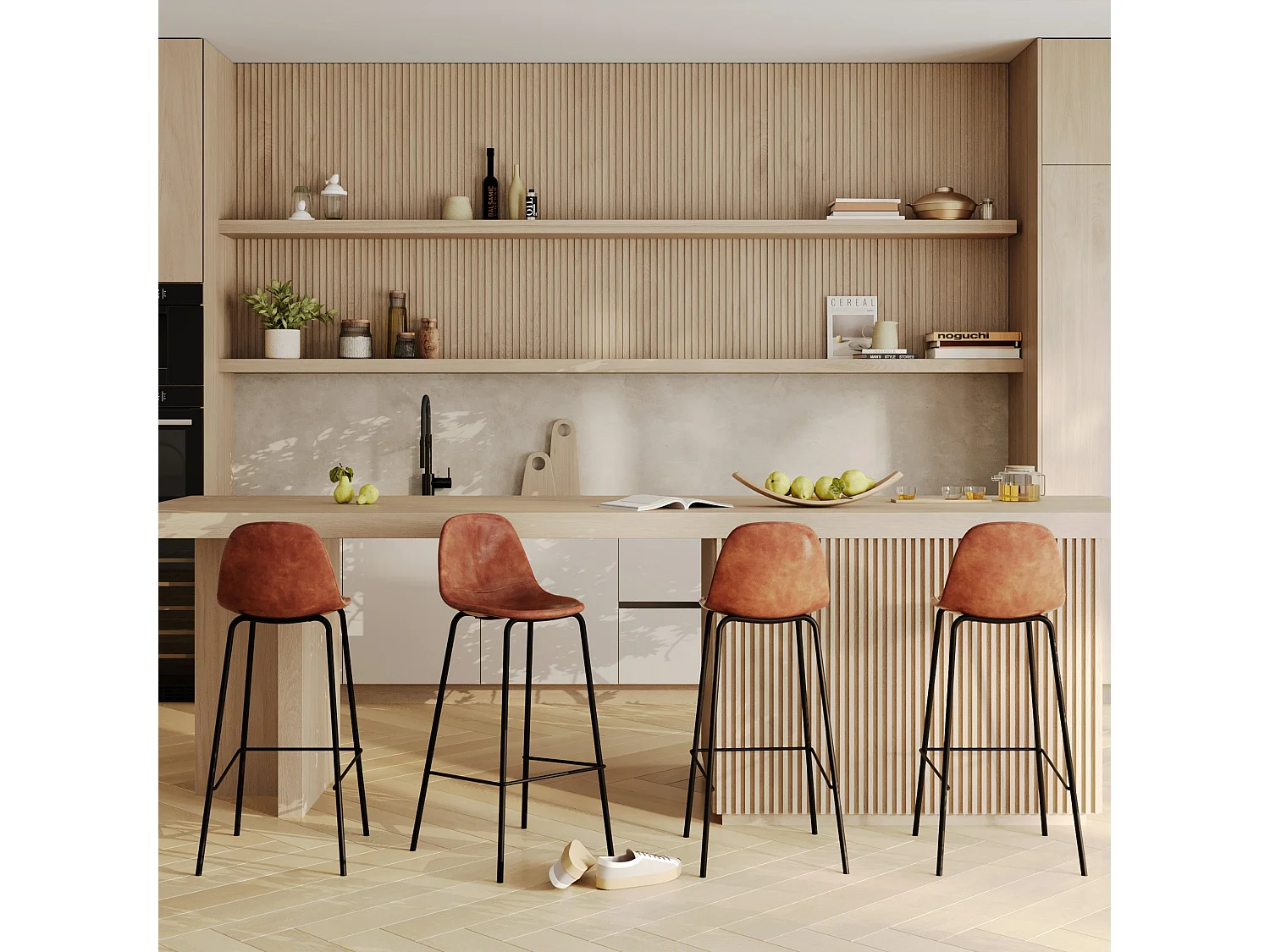 Set di 2 sedie da bar 75 cm in pelle sintetica cammello - Henrik