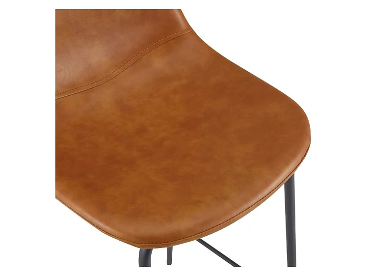 Lot de 2 chaises de bar 75 cm en cuir synthétique camel - Henrik