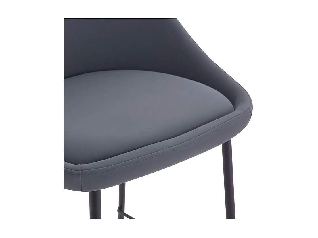 Lot de 2 chaises pour îlot central 65 cm en cuir synthétique gris - Misty