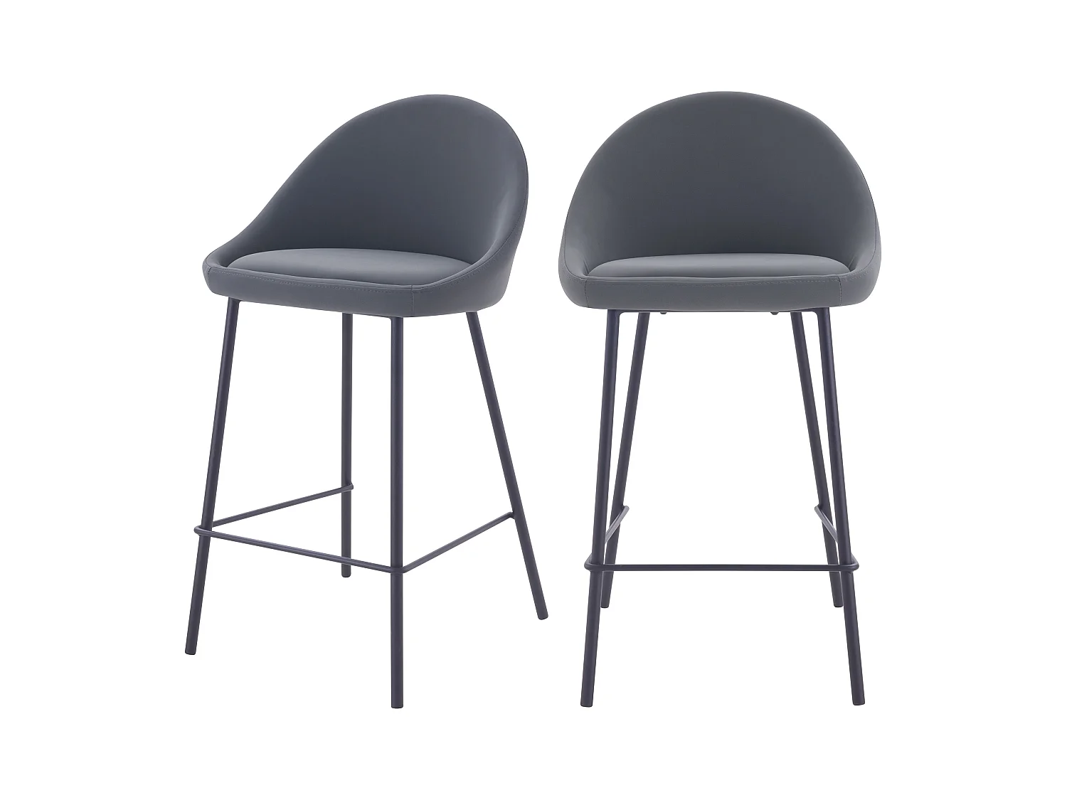 Lot de 2 chaises pour îlot central 65 cm en cuir synthétique gris - Misty