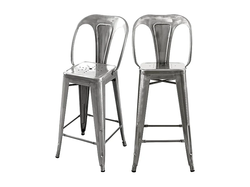 Set di 2 sedie per isola centrale in metallo cromato 67 cm - Indus