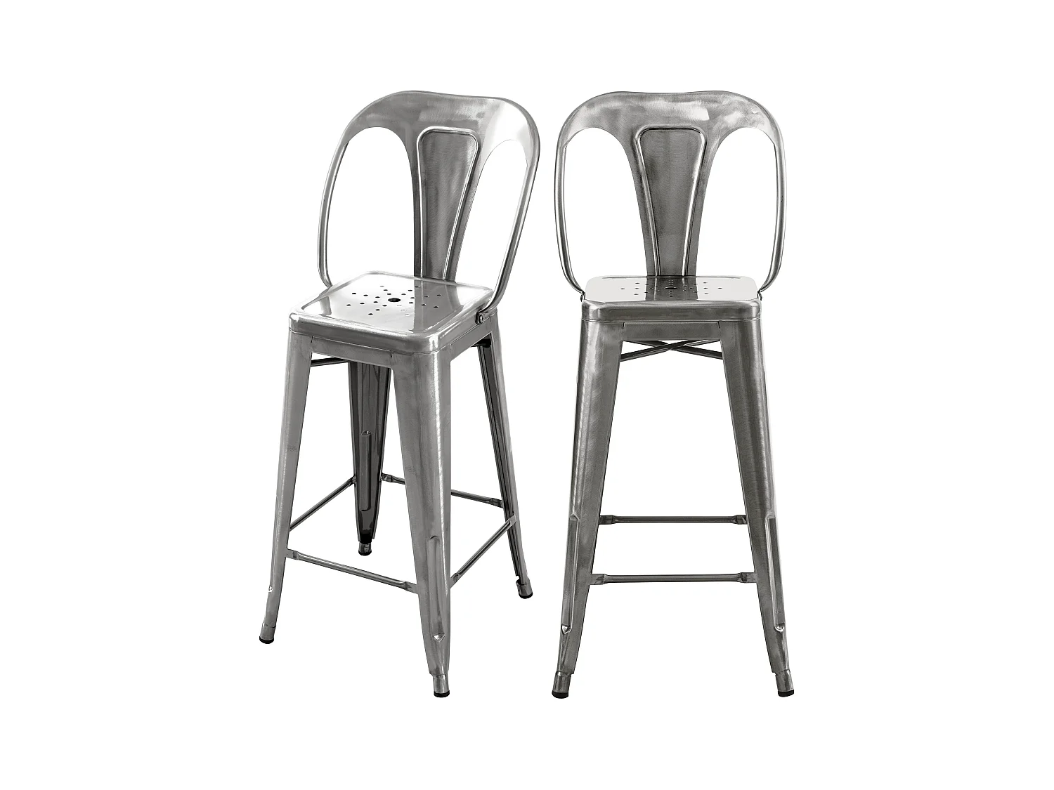 Set de 2 taburetes para isla de cocina en metal cromado 67 cm - Indus