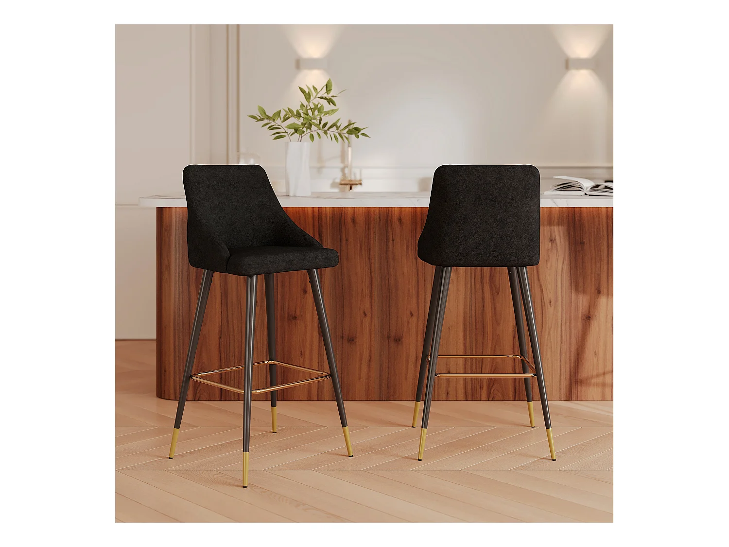 Set di 2 sedie da bar in velluto nero 77,5 cm - Aristote