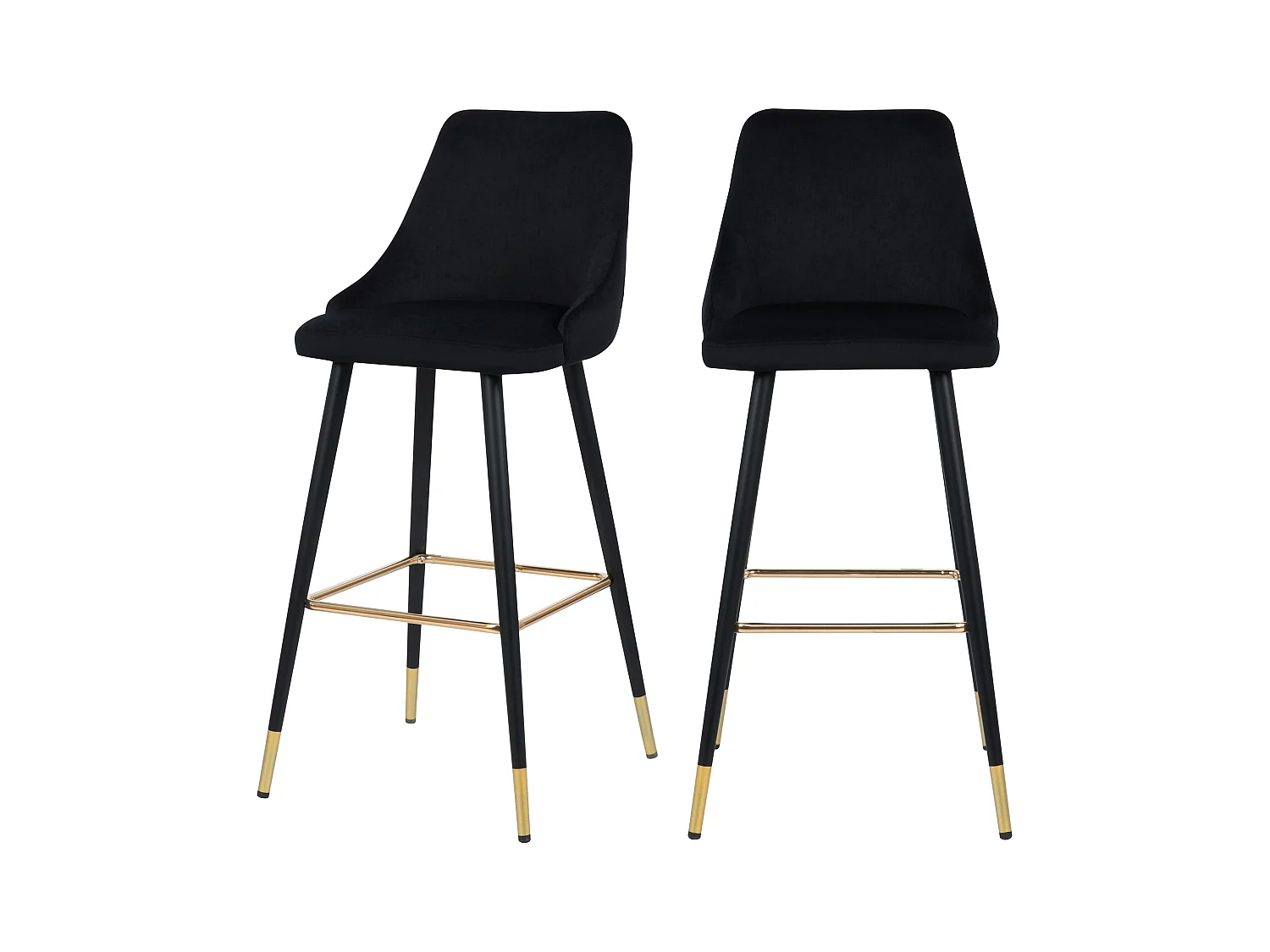 Lot de 2 chaises de bar 77.5 cm en velours noir - Aristote