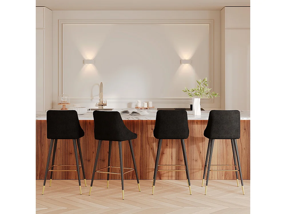 Set di 2 sgabelli da bar 78 cm in velluto nero - Aristote