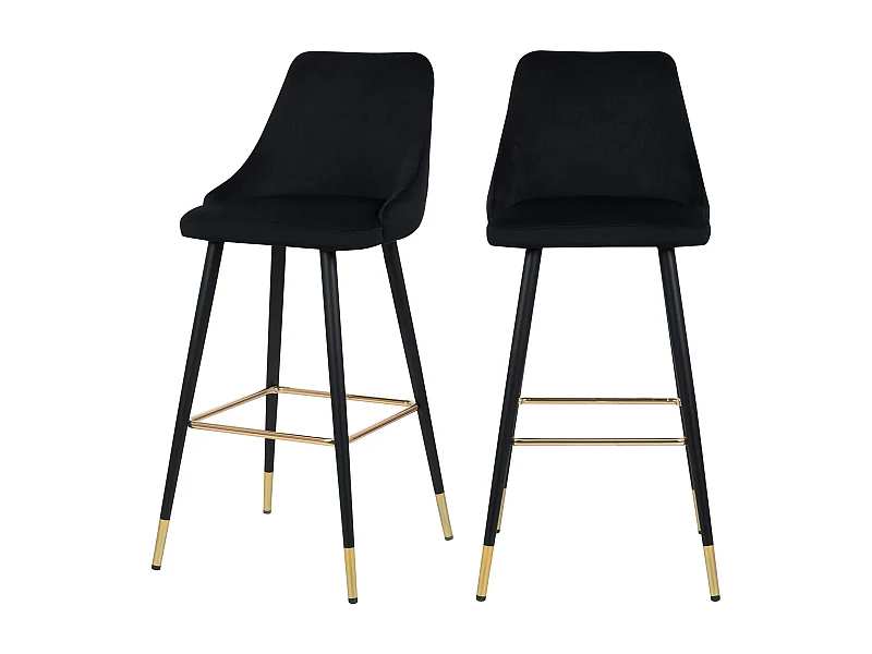 Lot de 2 chaises de bar 77.5 cm en velours noir - Aristote