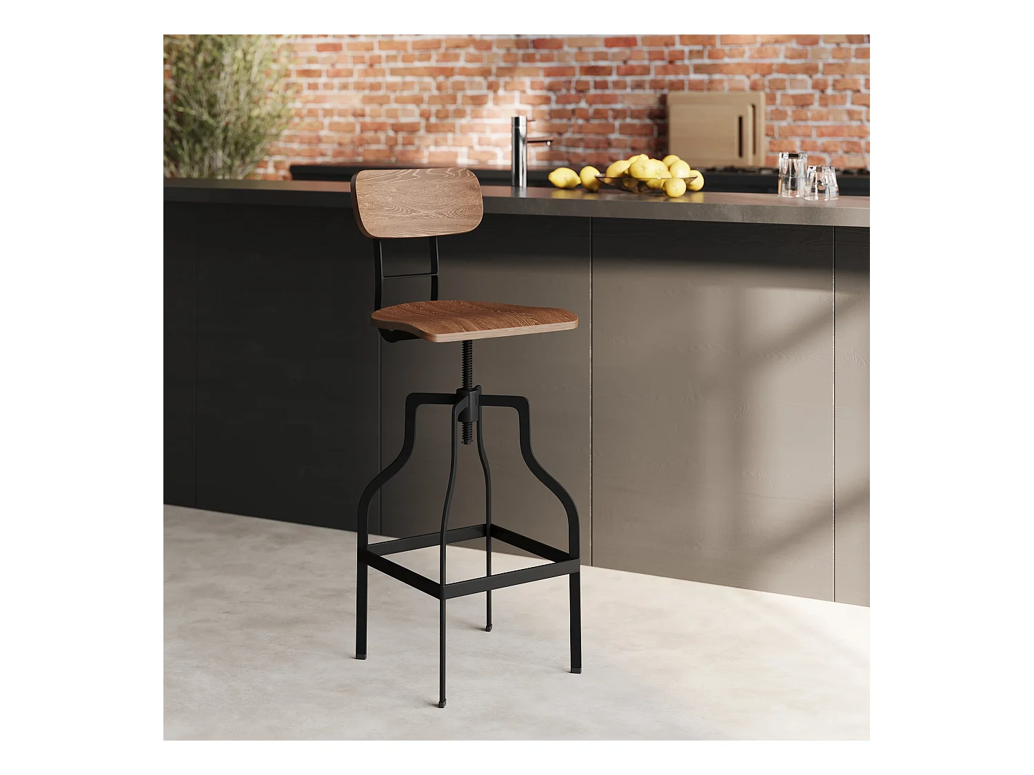 Sedia da bar vintage, altezza regolabile 66/85 cm, legno - Retro