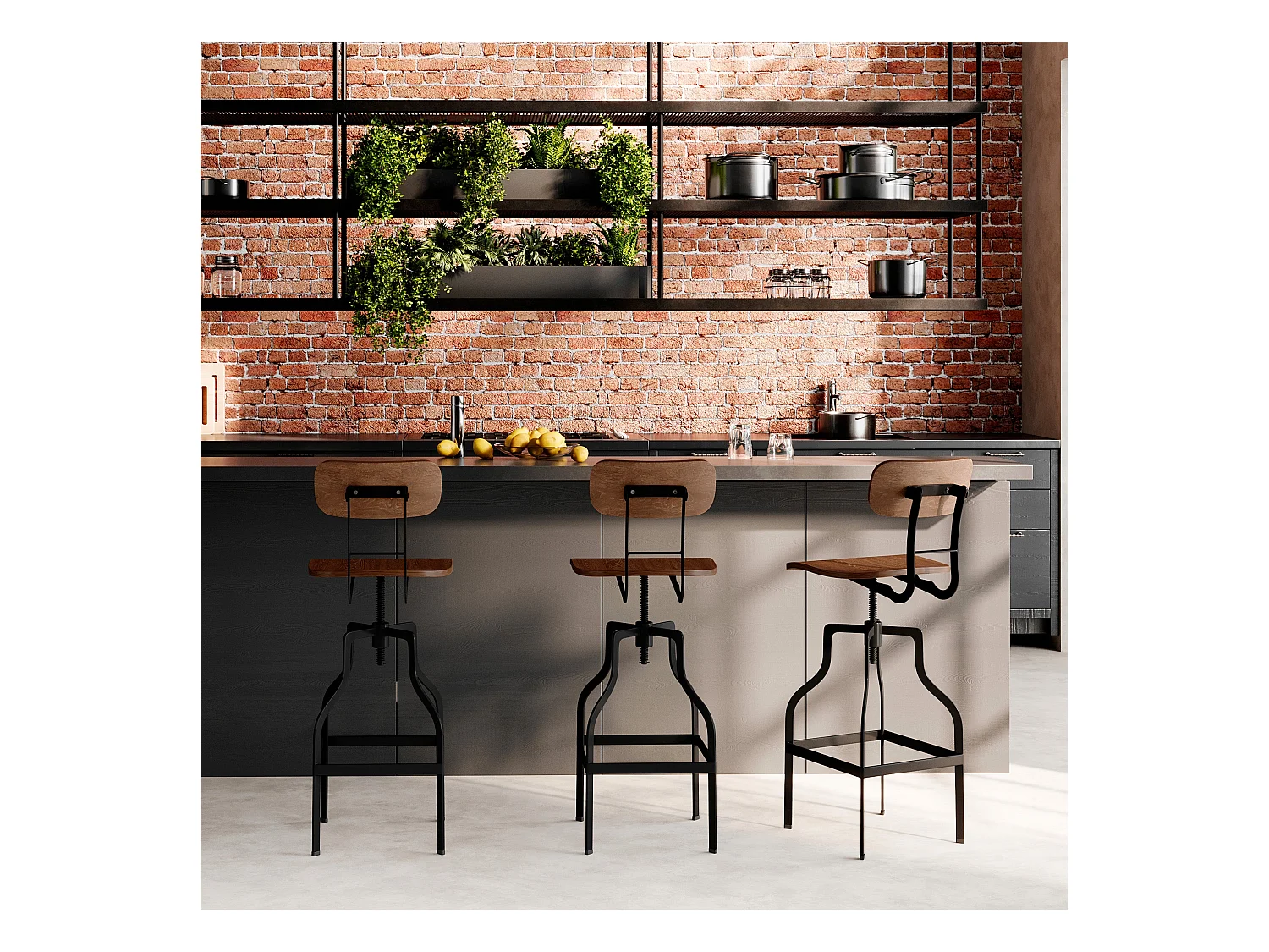 Sedia da bar vintage, altezza regolabile 66/85 cm, legno - Retro