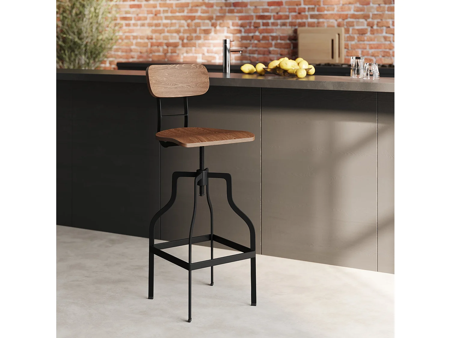 Chaise de bar vintage réglable en hauteur 66/85 cm en bois - Retro