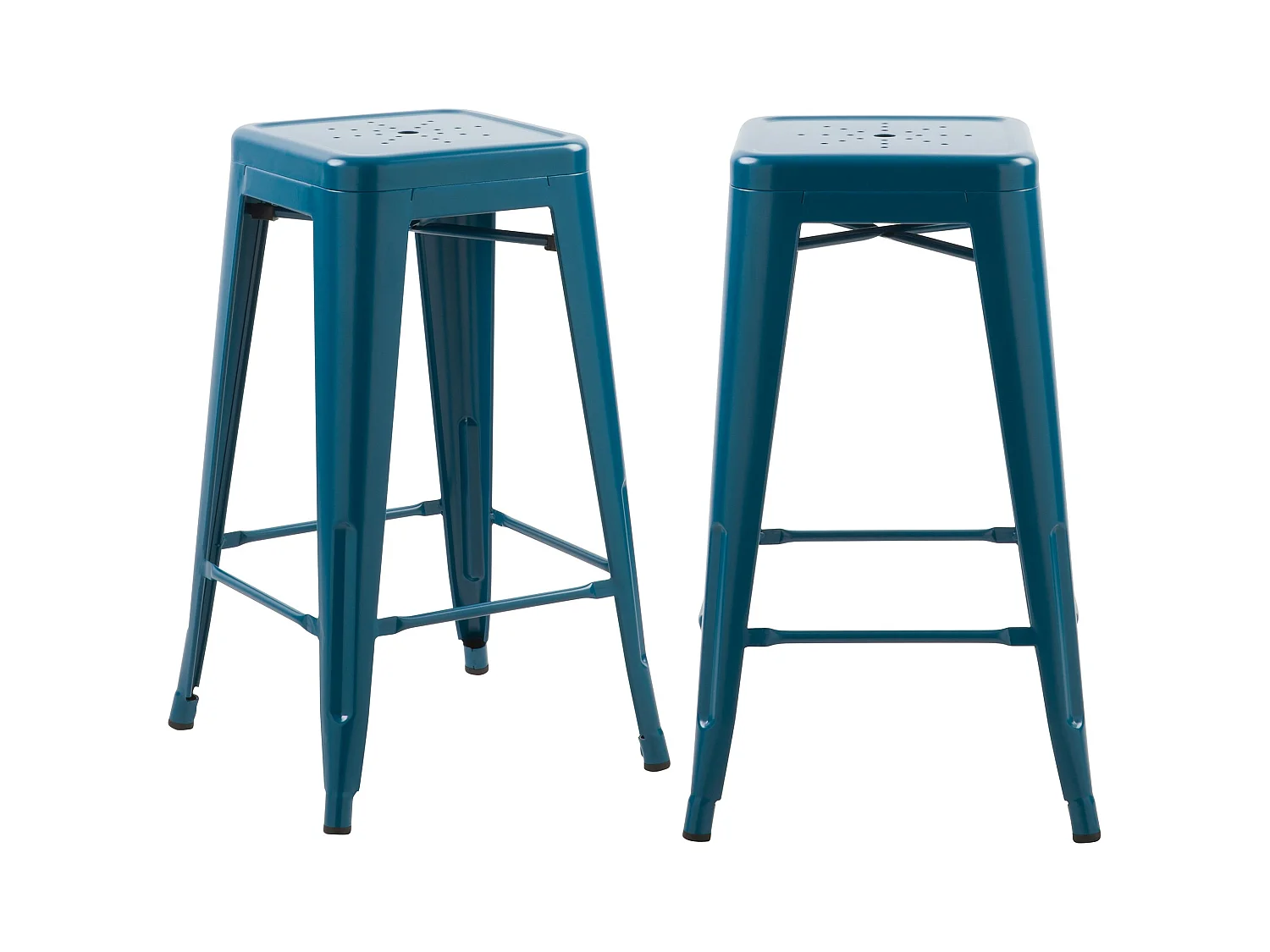 Set de 2 taburetes para isla de cocina en metal azul mate 66 cm - Indus