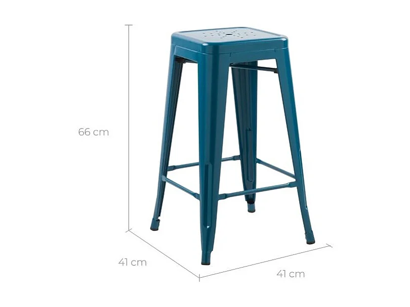Lot de 2 tabourets pour îlot central 66 cm en métal bleu mat - Indus