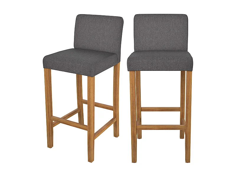 Set de 2 sillas de bar en tela gris oscuro con patas de madera 75 cm - Havane