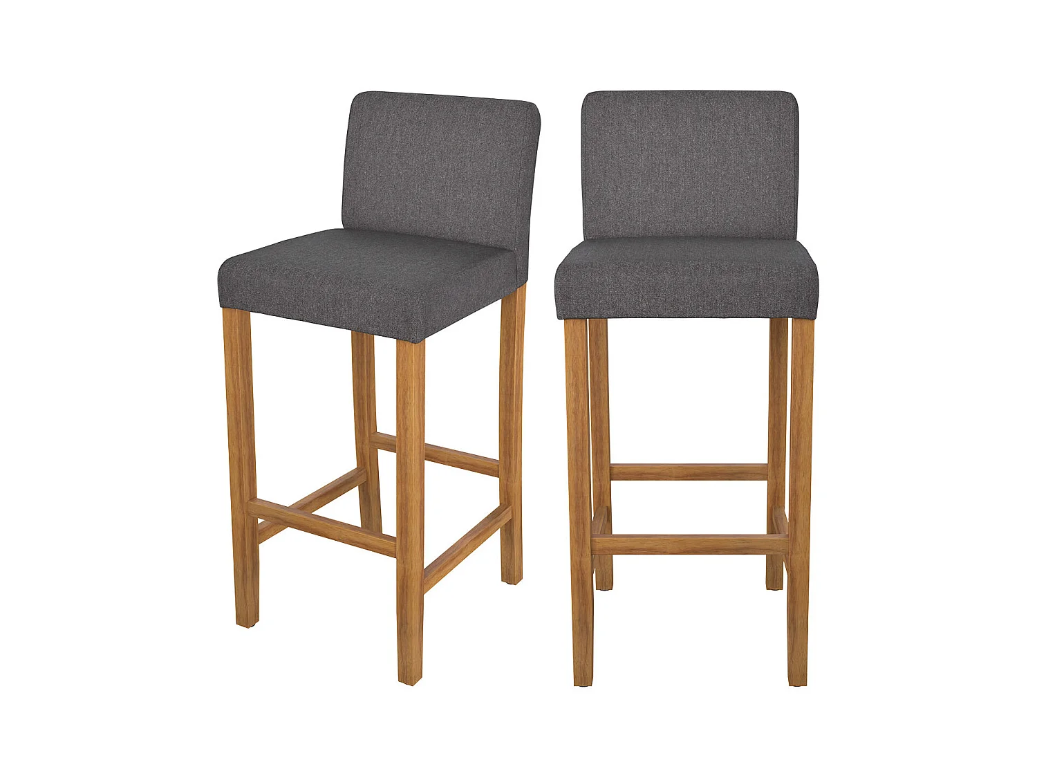 Set de 2 sillas de bar en tela gris oscuro con patas de madera 75 cm - Havane