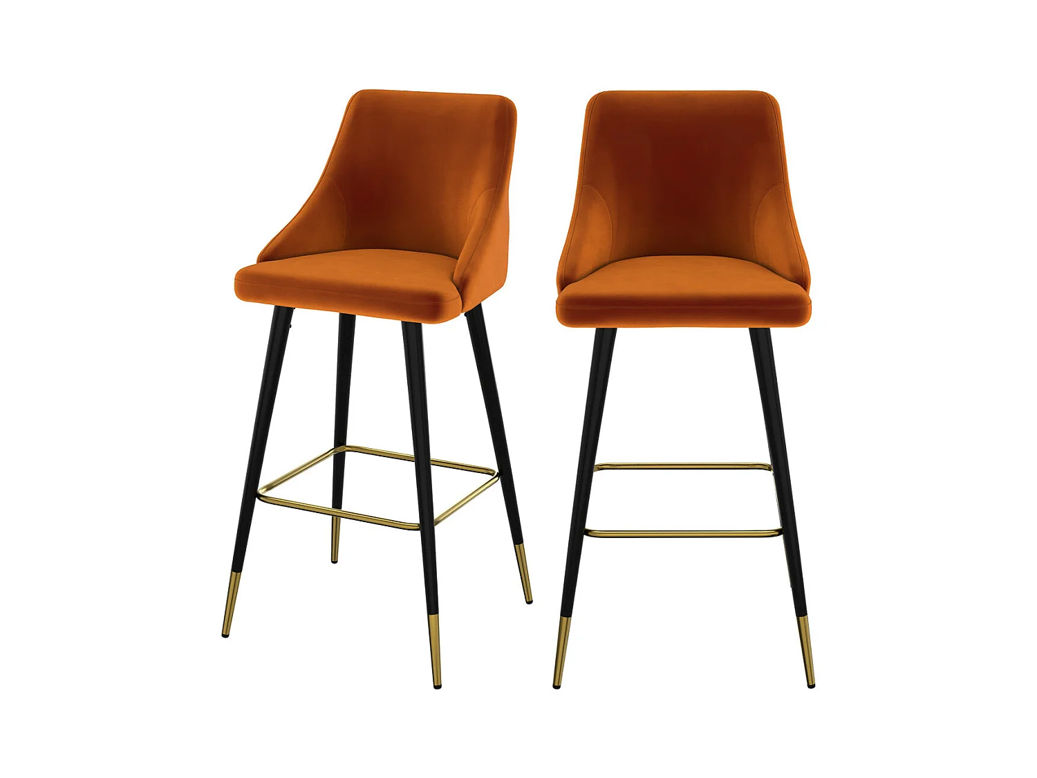 Lot de 2 chaises de bar en velours orange 77.5 cm - Aristote