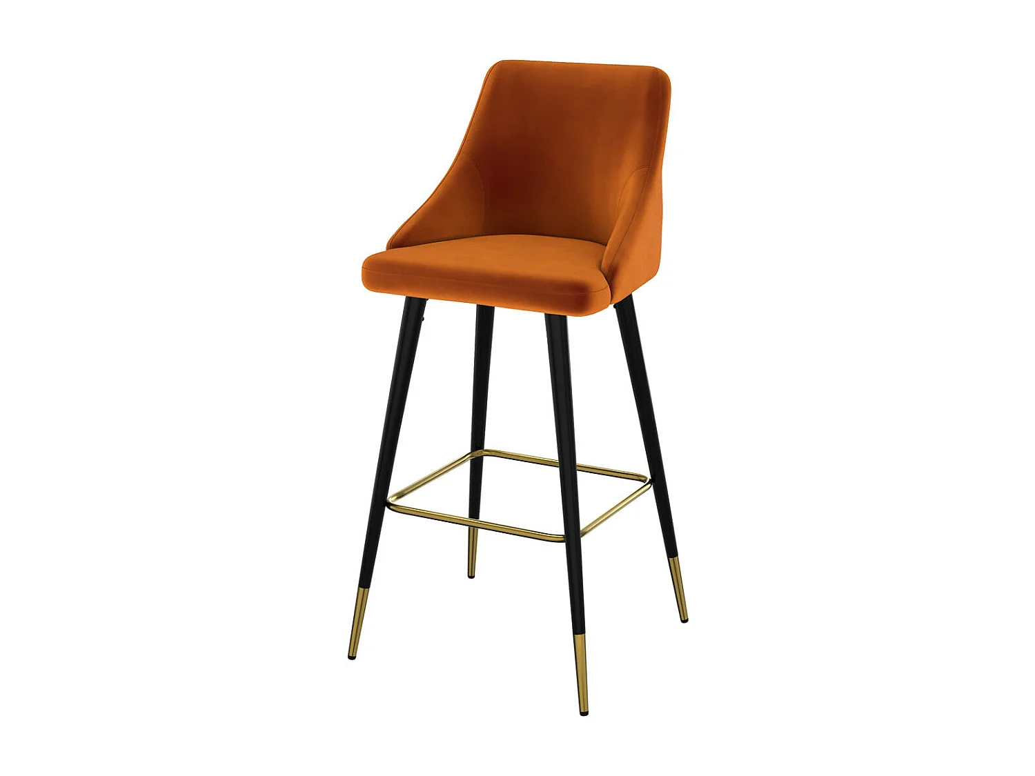Lot de 2 chaises de bar en velours orange 78 cm - Aristote