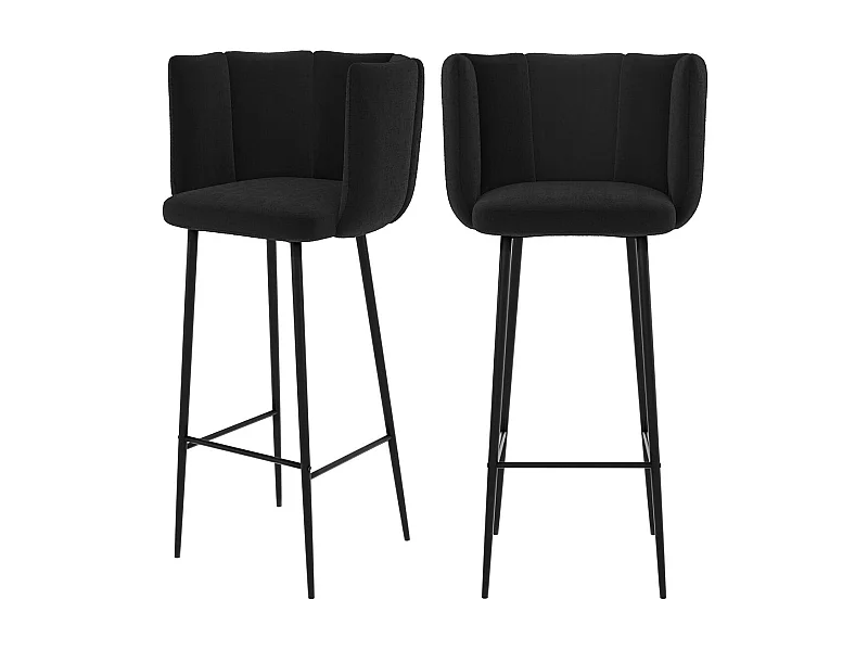 Set di 2 sedie da bar in velluto nero 75 cm - Rosy