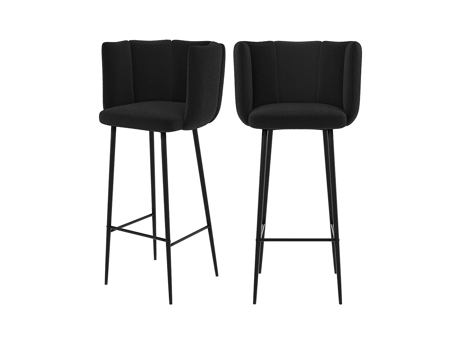 Set di 2 sedie da bar in velluto nero 75 cm - Rosy