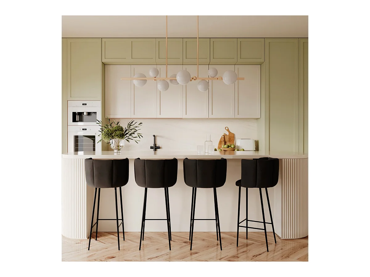 Set di 2 sedie da bar in velluto nero 75 cm - Rosy