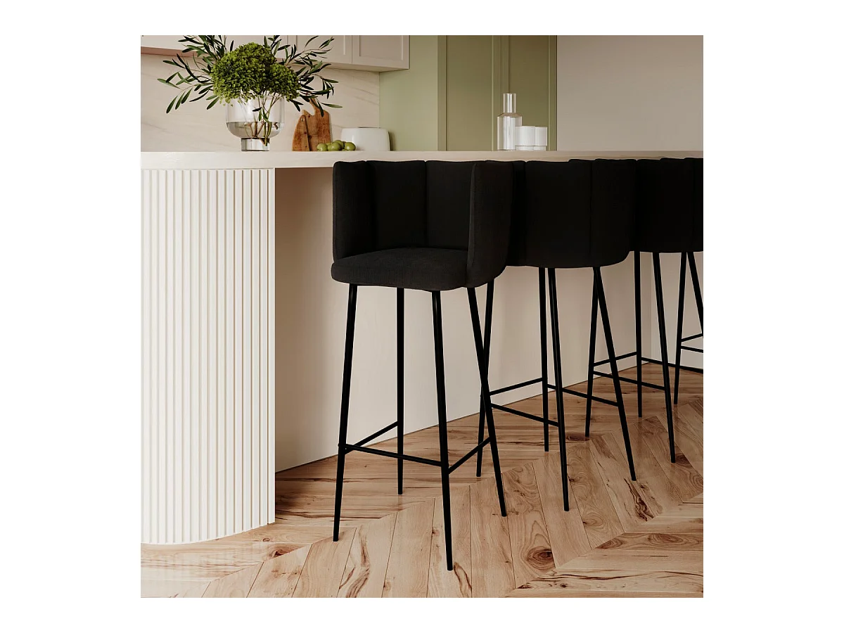 Set di 2 sedie da bar in velluto nero 75 cm - Rosy