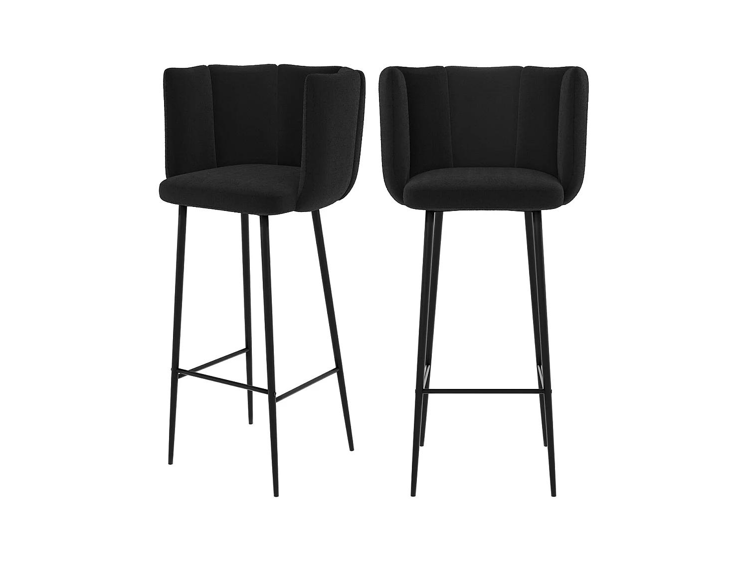 Lot de 2 chaises de bar en velours noir 75 cm - Rosy