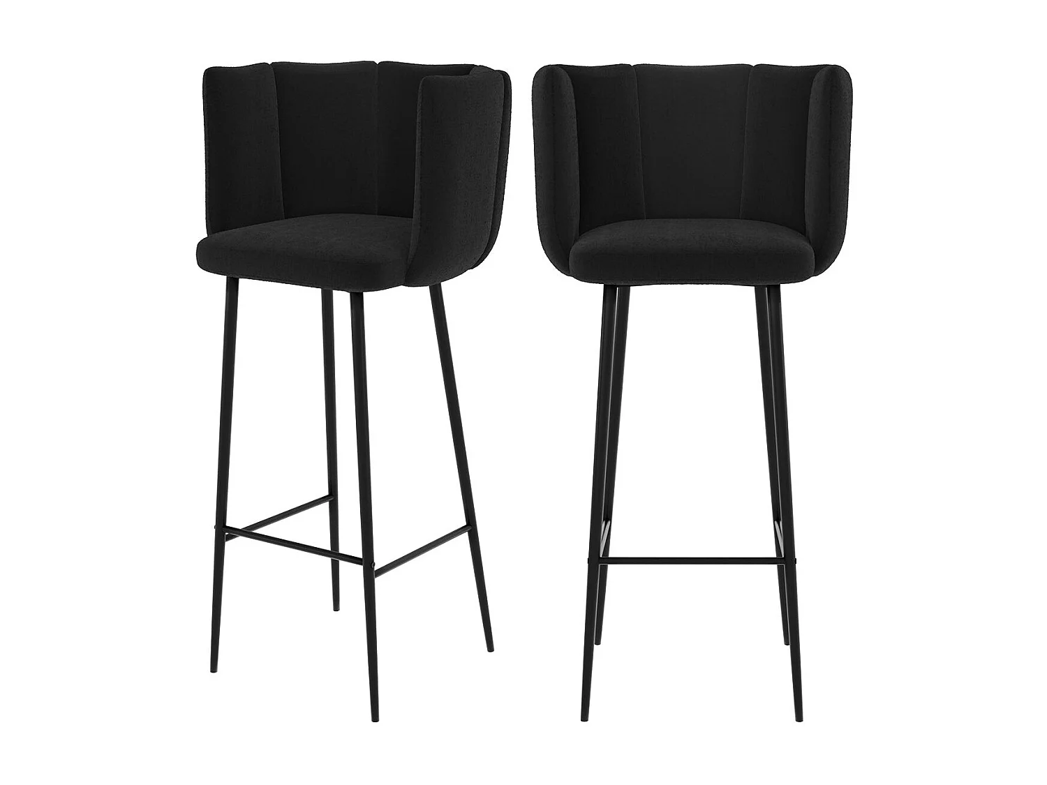 Set de 2 sillas de bar de terciopelo negro - Rosy