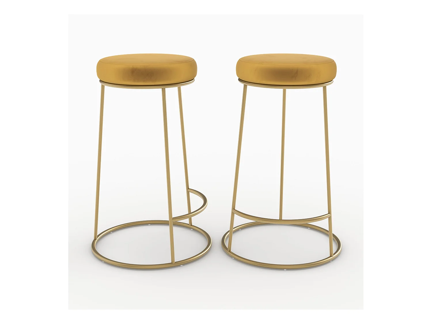 Set de 2 sillas para isla de cocina de terciopelo amarillo curry 63 cm - Kendal