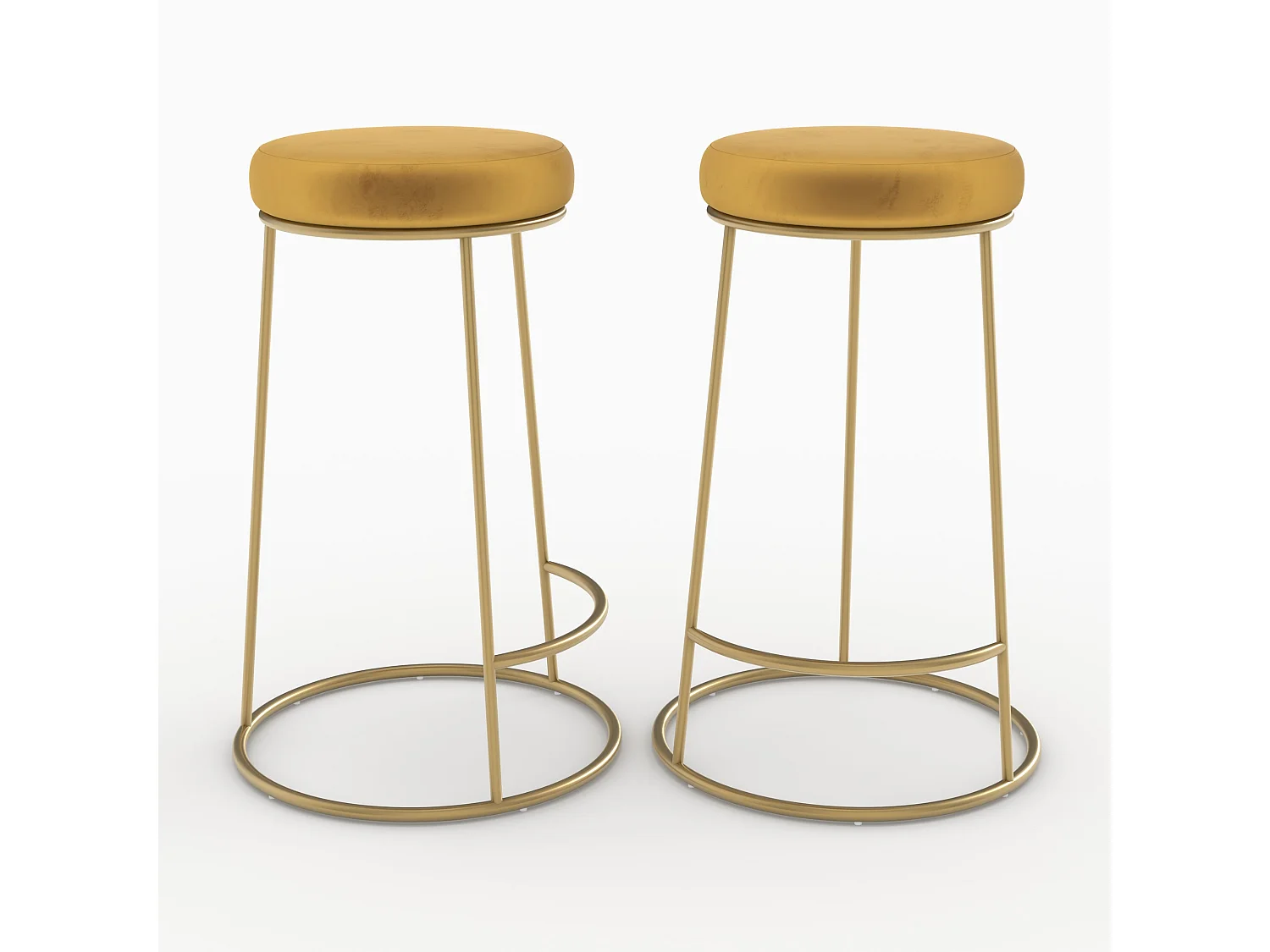 Set de 2 sillas para isla de cocina de terciopelo amarillo curry 63 cm - Kendal