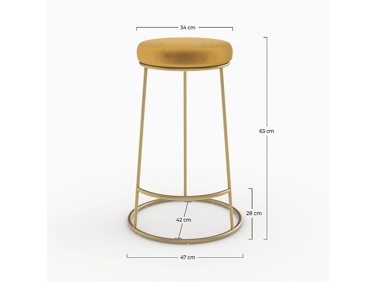 Set di 2 sgabelli per isola centrale 63 cm in velluto giallo curry - Kendal
