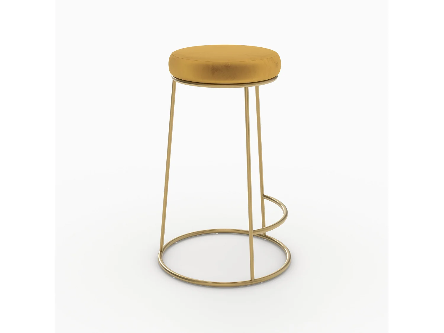 Set di 2 sgabelli per isola centrale 63 cm in velluto giallo curry - Kendal