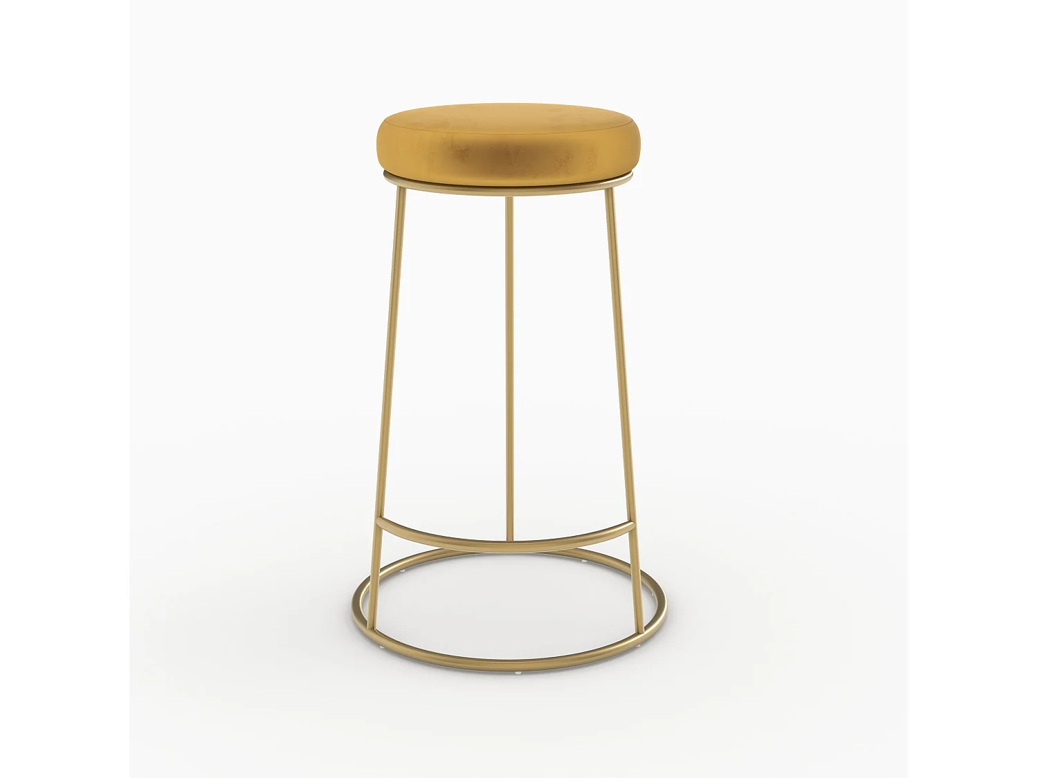 Set di 2 sgabelli per isola centrale 63 cm in velluto giallo curry - Kendal