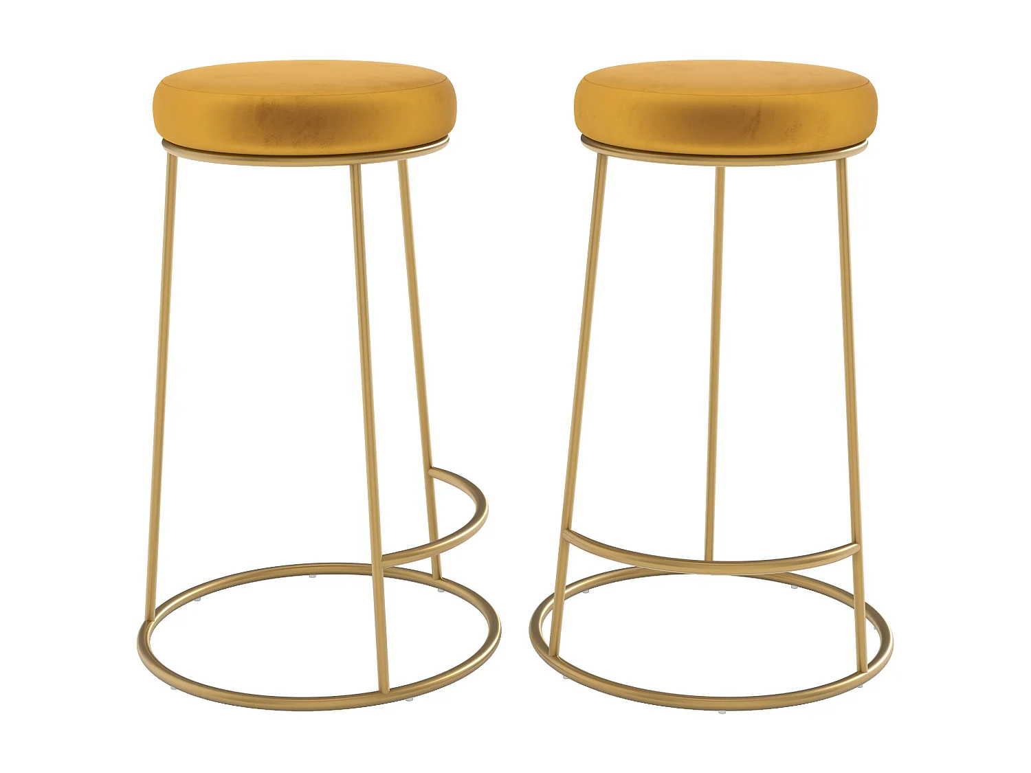 Set di 2 sgabelli per isola centrale 63 cm in velluto giallo curry - Kendal