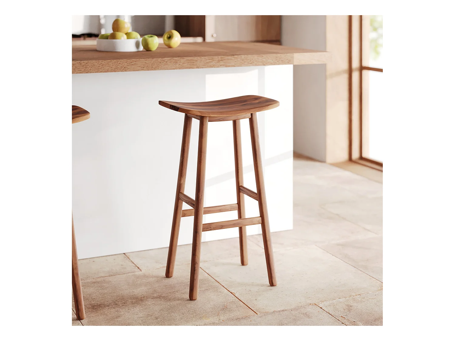 Tabouret de bar en bois de teck 77 cm - Vittoria