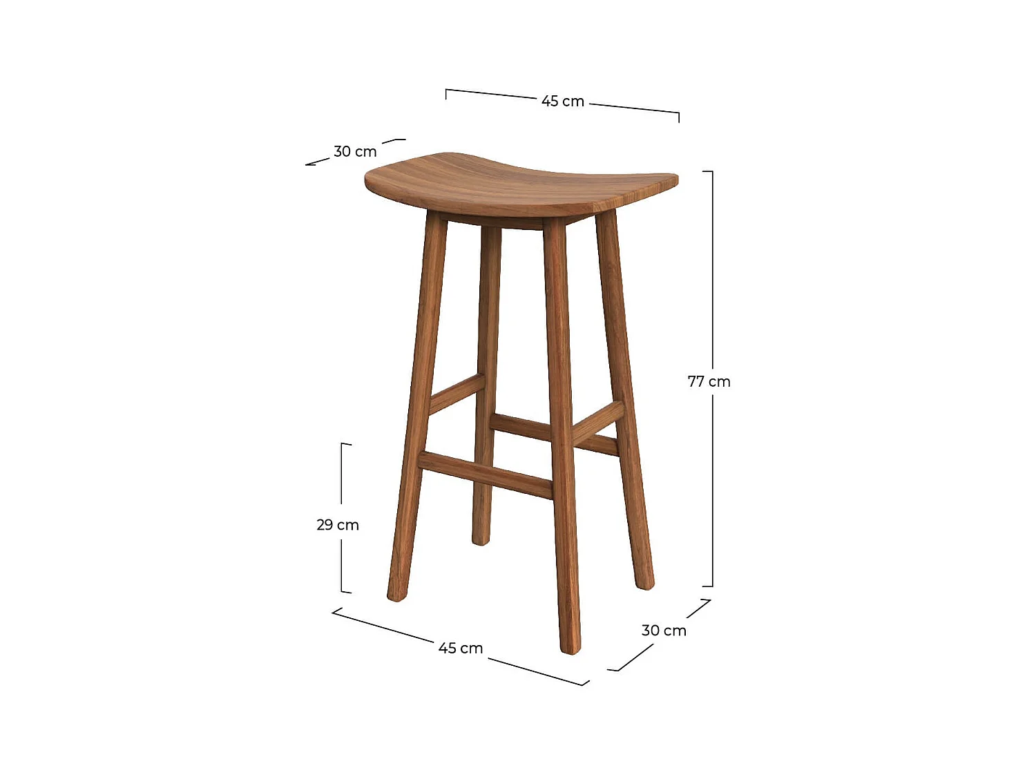 Tabouret de bar en bois de teck 77 cm - Vittoria