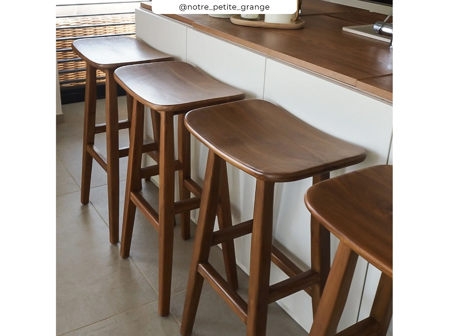 Taburete de bar de madera de teca 77 cm - Vittoria