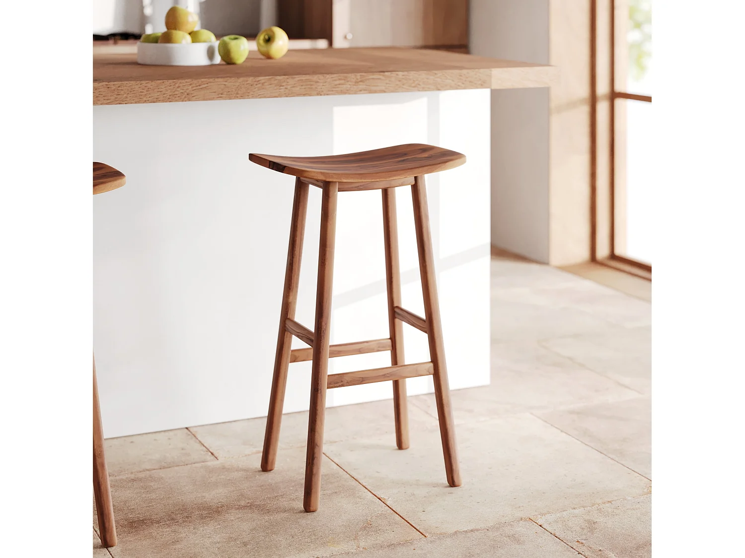 Taburete de bar de madera de teca 77 cm - Vittoria