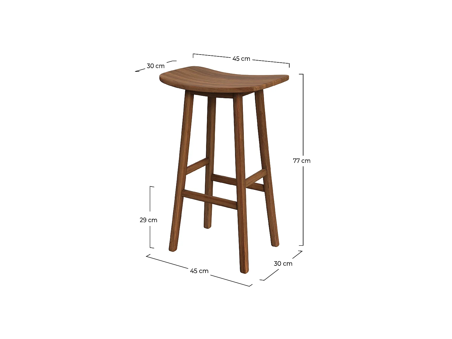 Sgabello da bar in legno di teak 77 cm - Vittoria