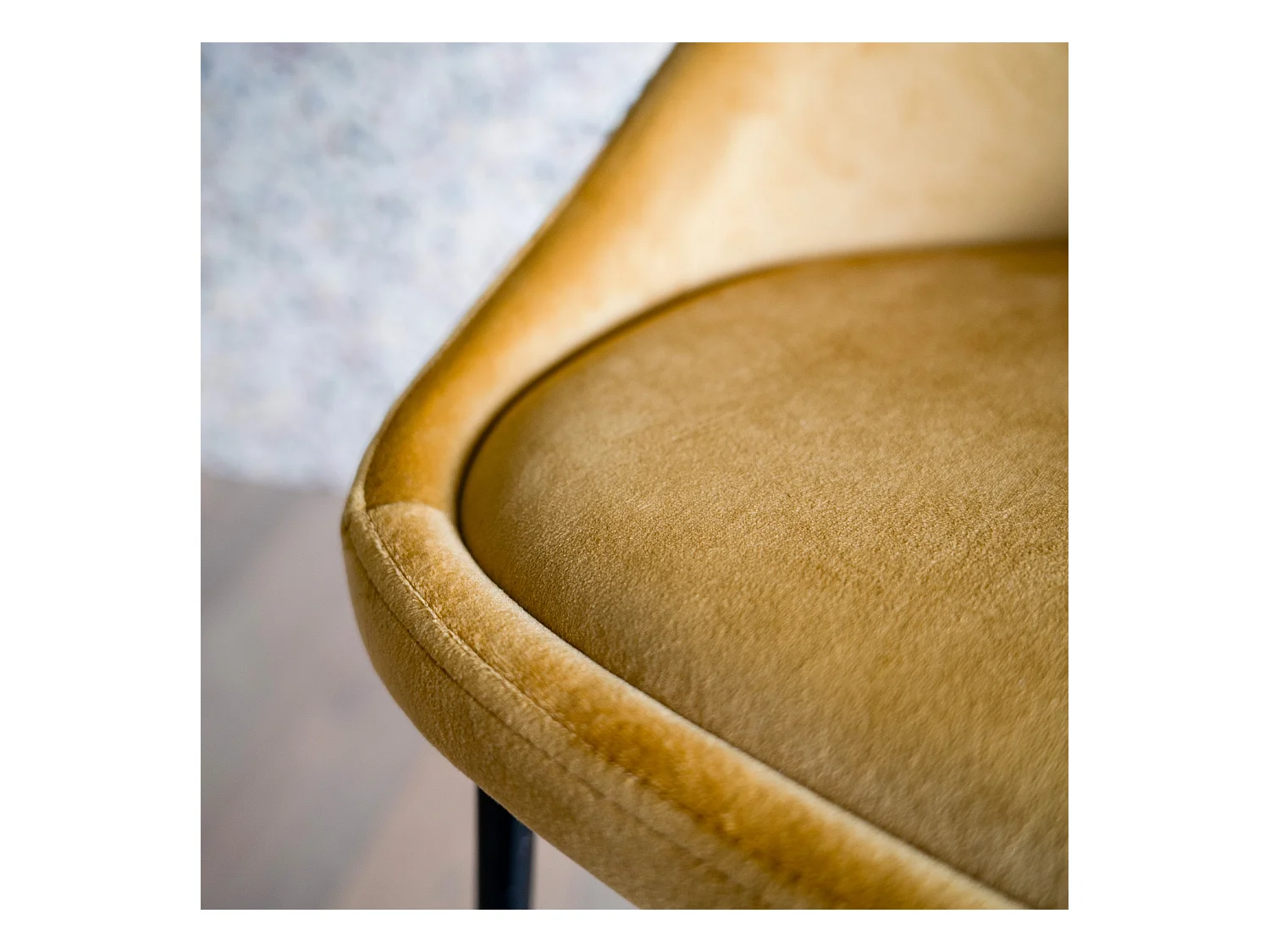 Set de 2 taburetes para isla de cocina de terciopelo amarillo 65 cm - Misty