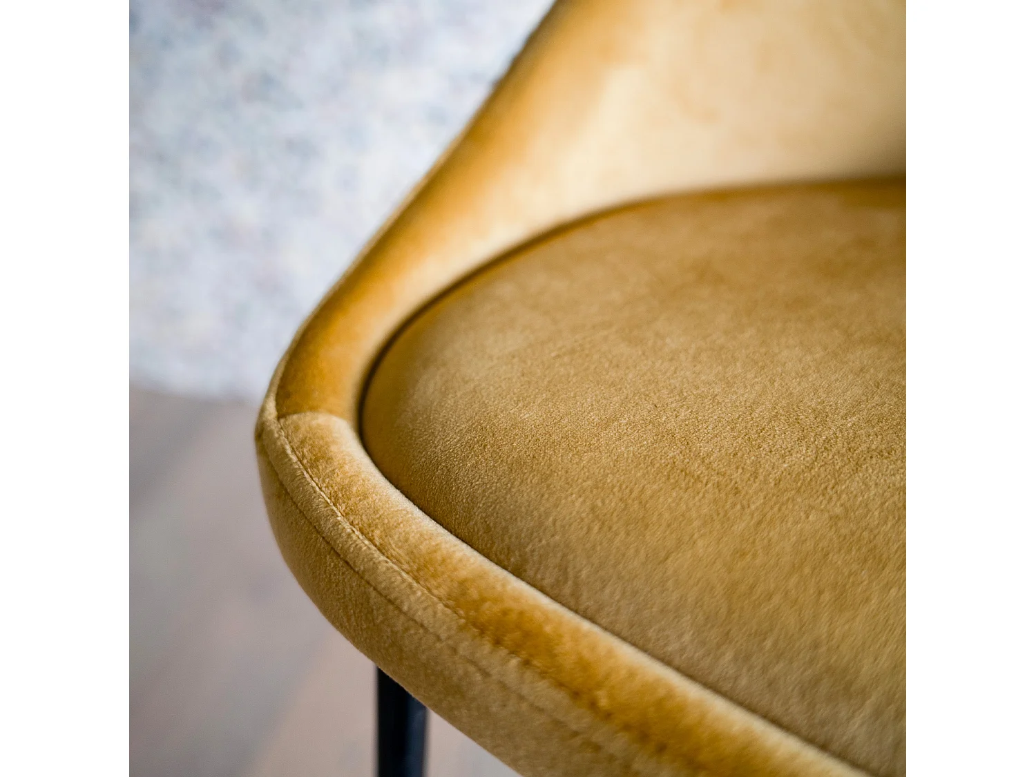 Set de 2 taburetes para isla de cocina de terciopelo amarillo 65 cm - Misty