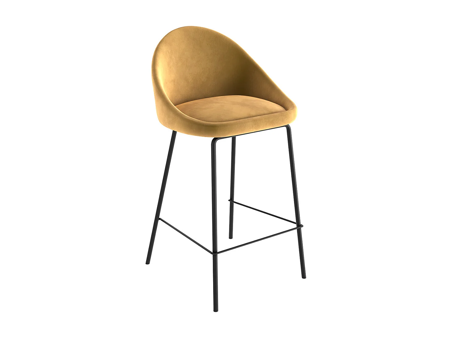 Set de 2 taburetes para isla de cocina de terciopelo amarillo 65 cm - Misty