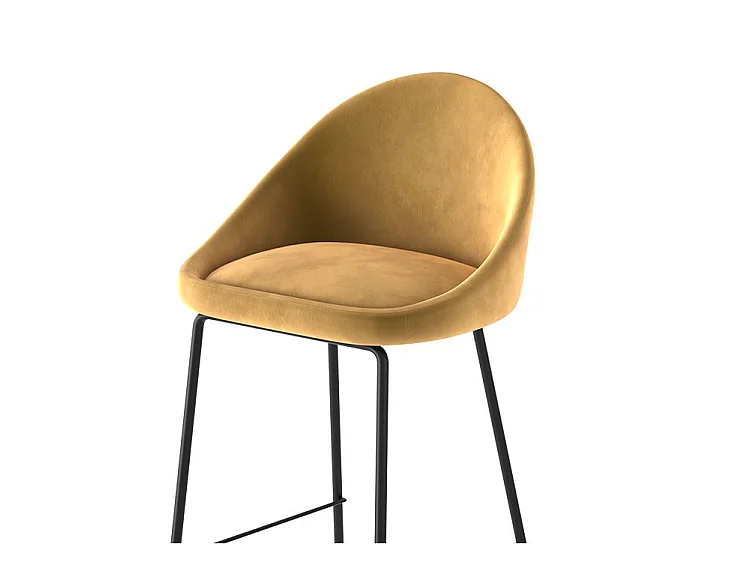 Set de 2 taburetes para isla de cocina de terciopelo amarillo 65 cm - Misty